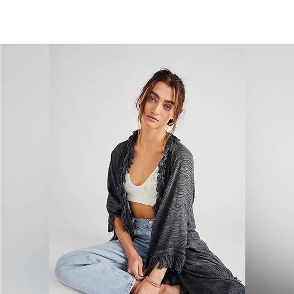 Free People Sun Bleached Fringe Kimono One-Size - Picture 4 of 7